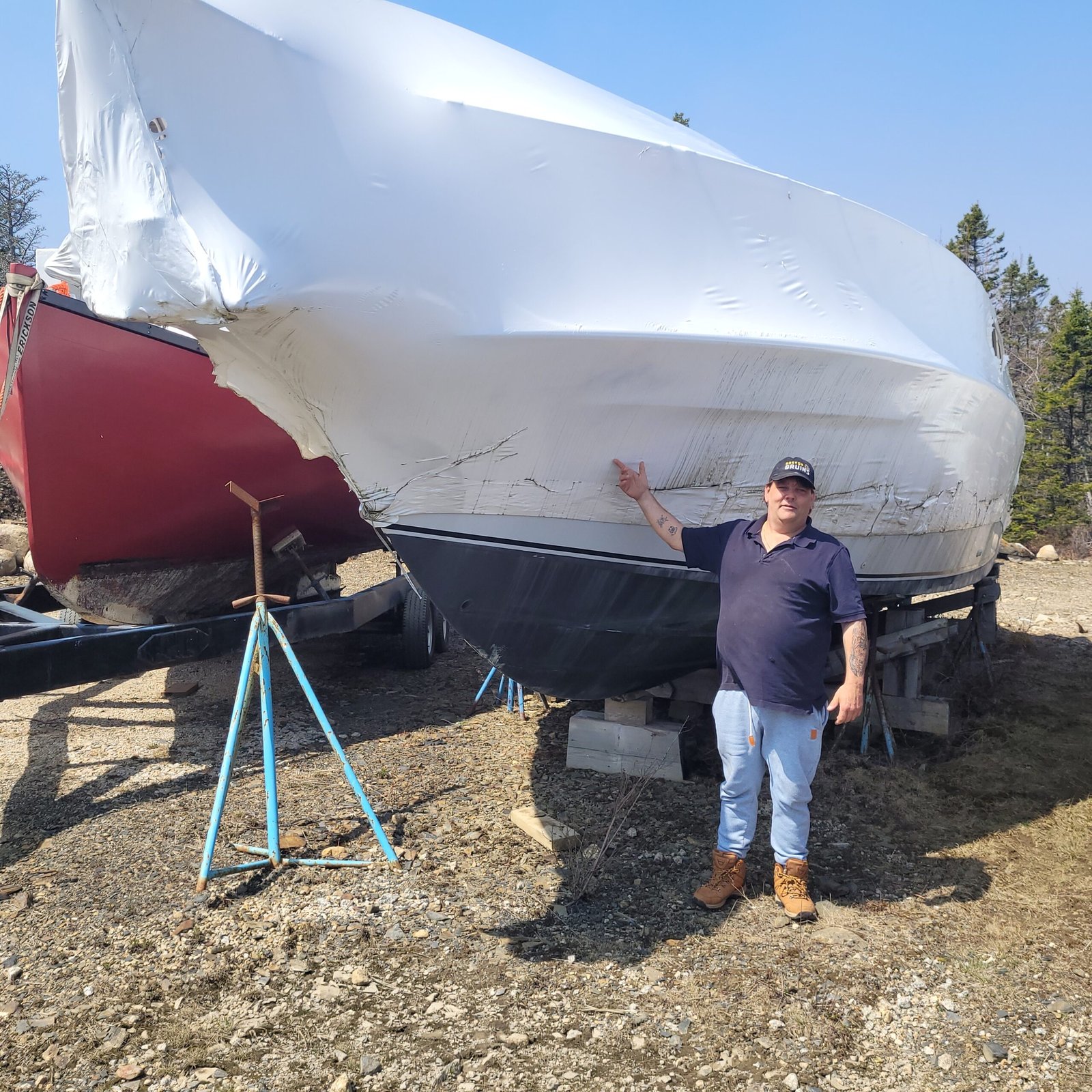 Jamie aka The Rookie Captain working on Chris Craft boat restoration